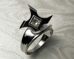 Ninja Star Shuriken engagement ring.