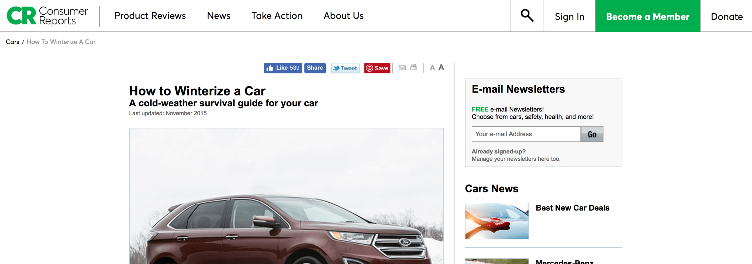 Screenshot of consumerreports.org