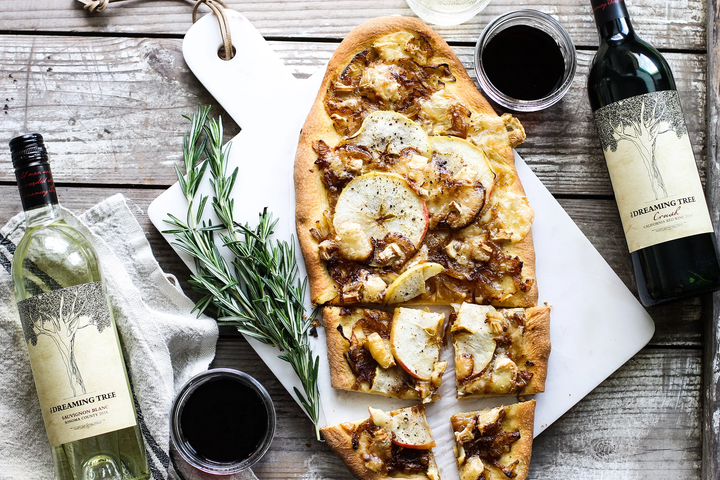 Rosemary Caramelized Onion, Honeycrisp, and Brie Flatbread