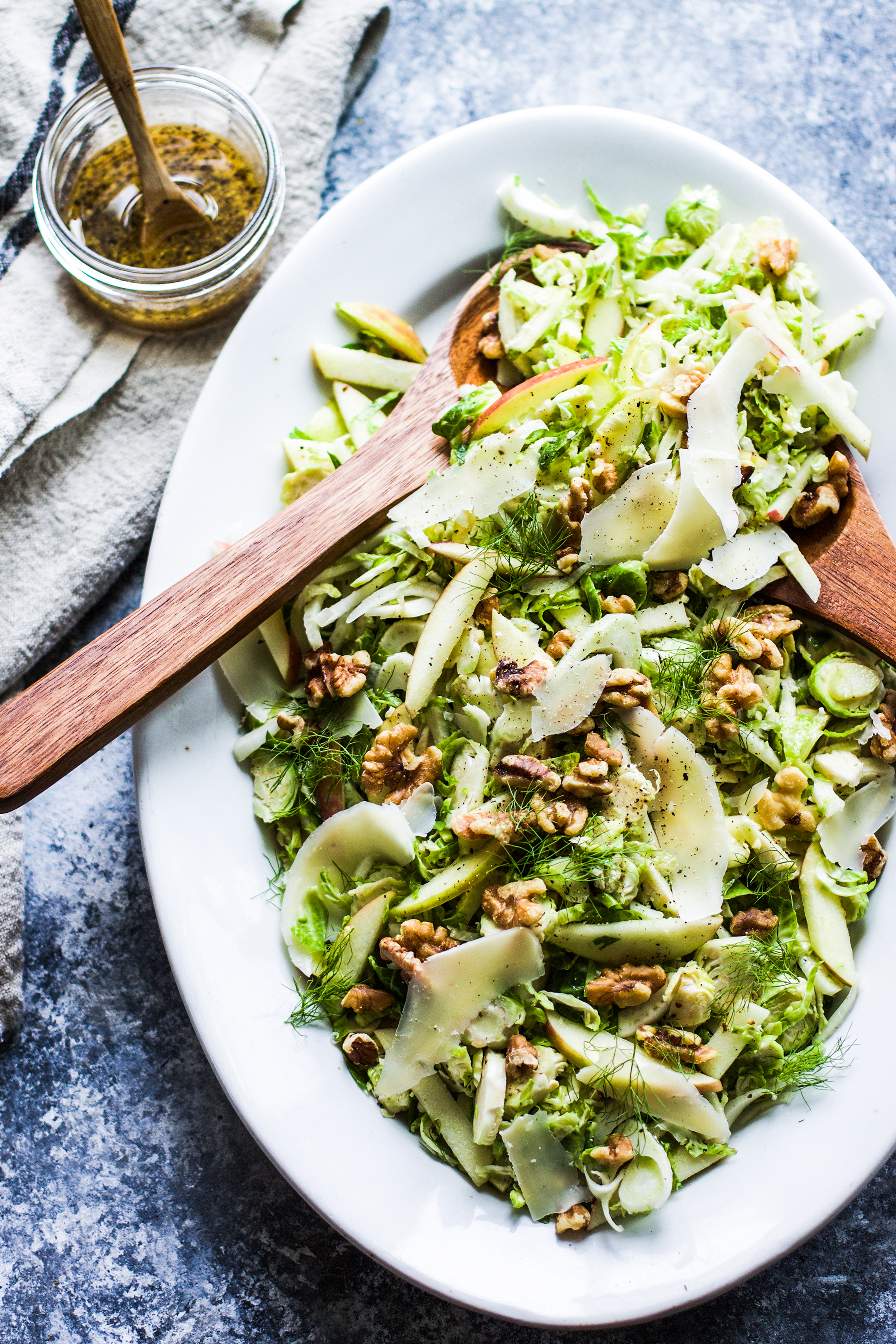 Brussel Sprout Apple And Fennel Salad With Toasted Walnuts And