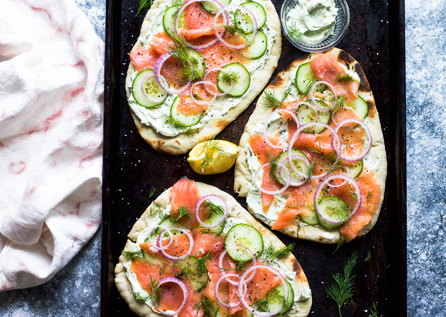 Easy Lox and Herbed Cream Cheese Naan Pizzas — My Diary of Us