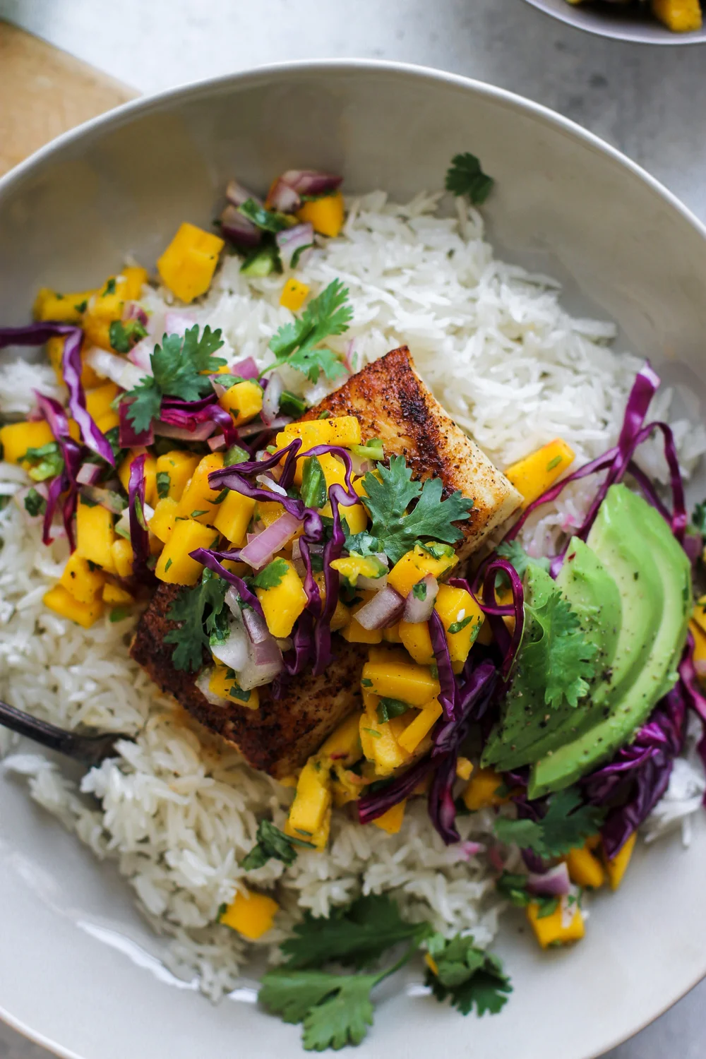 Coconut Rice Fish Taco Bowls With Mango Pico De Gallo My Diary Of Us