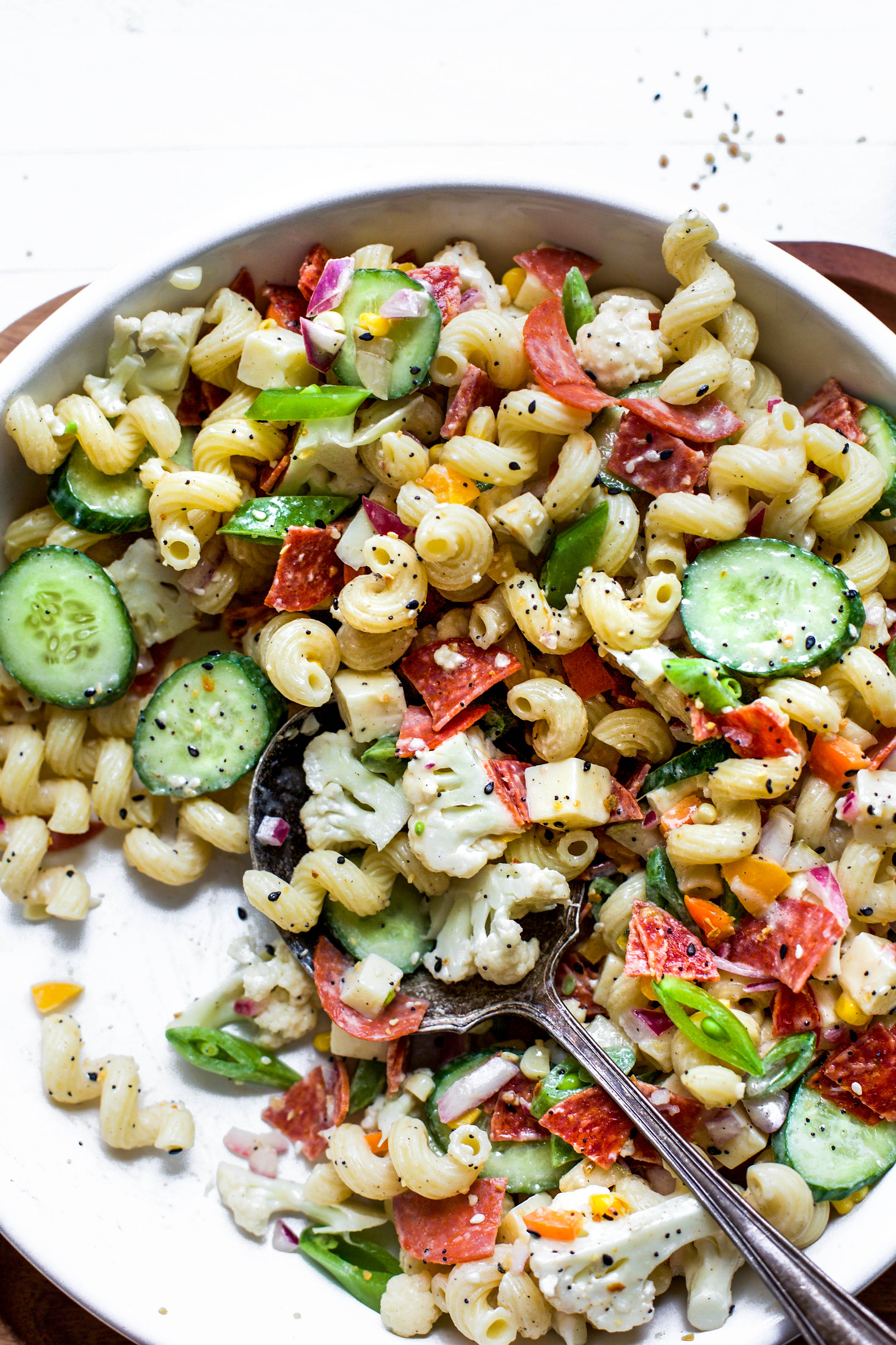 Veggie Loaded Everything Bagel Pasta Salad — My Diary of Us