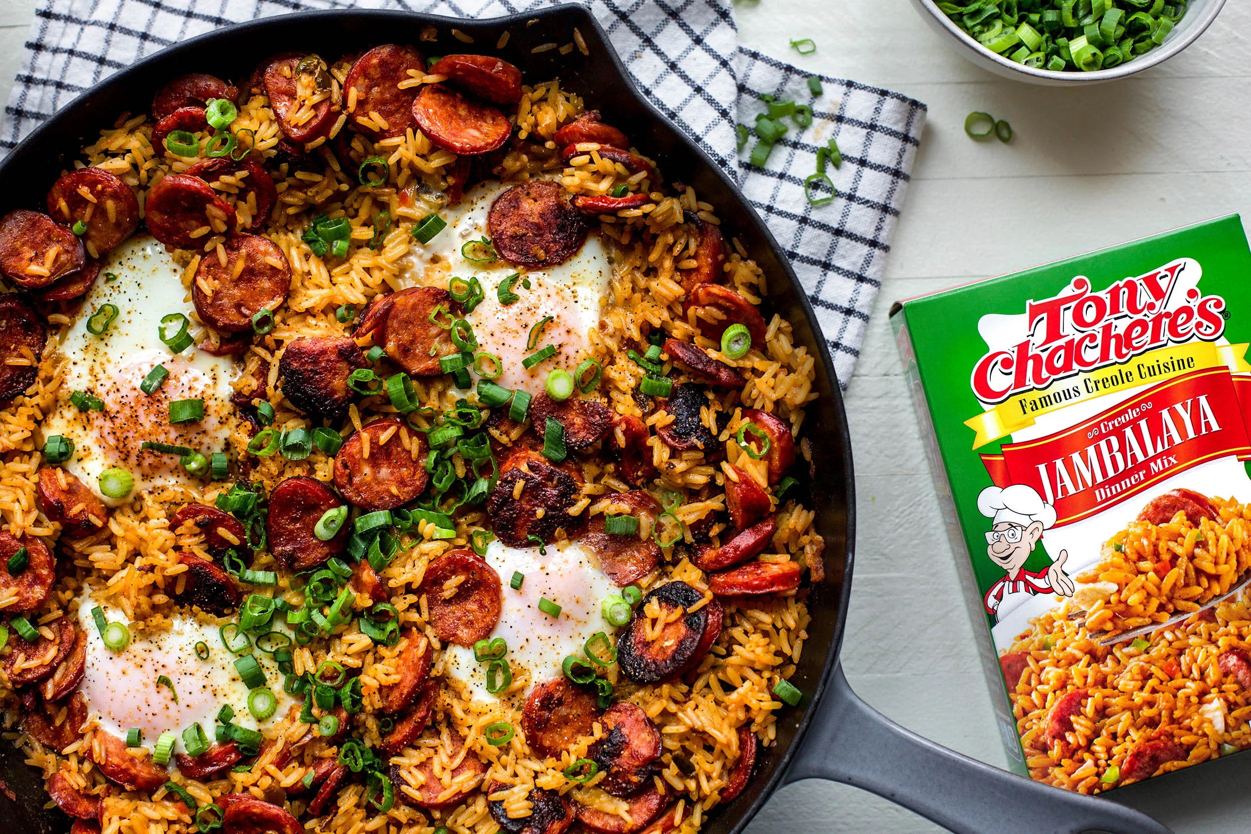 Skillet Eggy Jambalaya Breakfast Bake