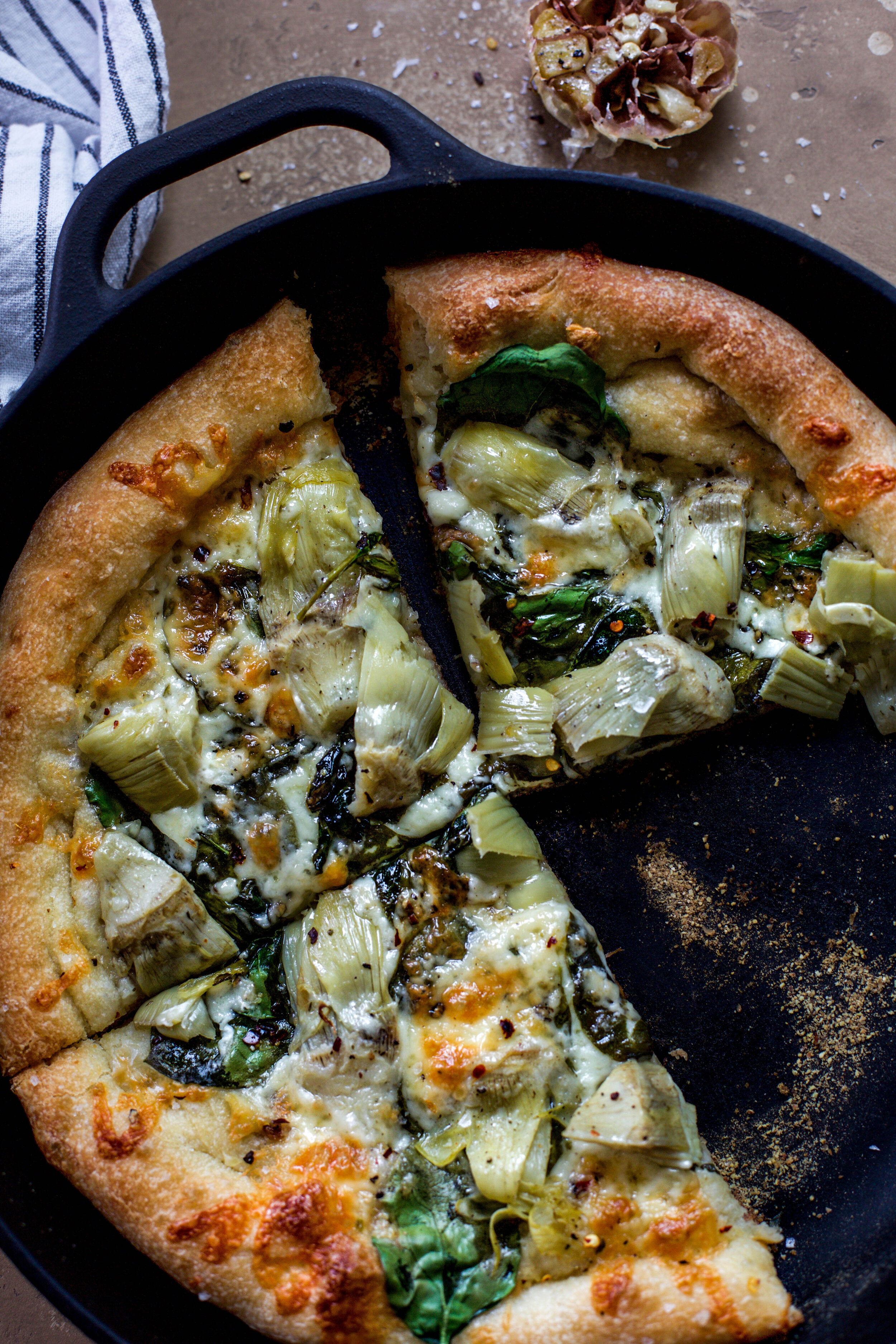 Spinach Artichoke Pan Pizza