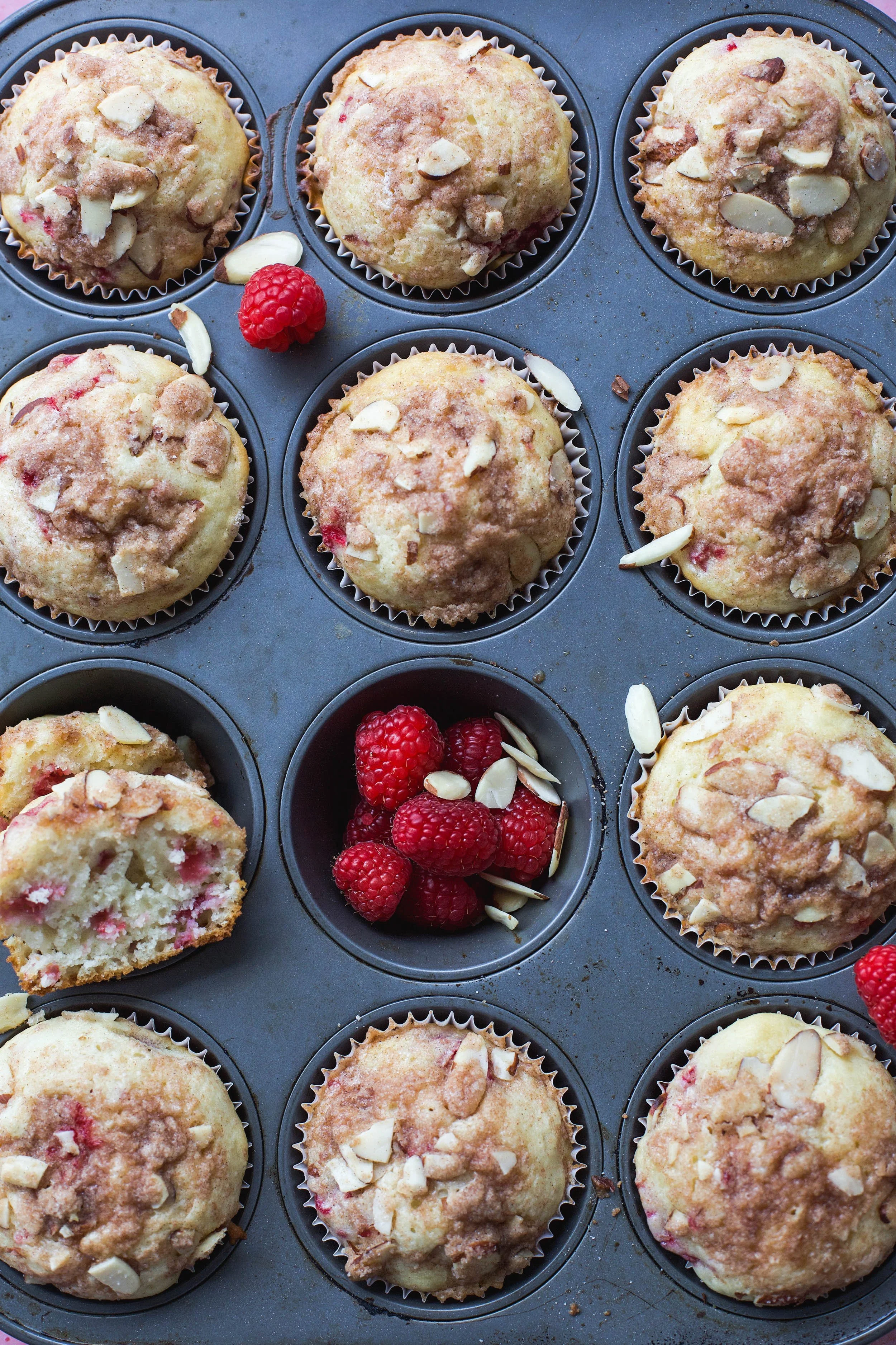 Raspberry Almond Streusel Muffins