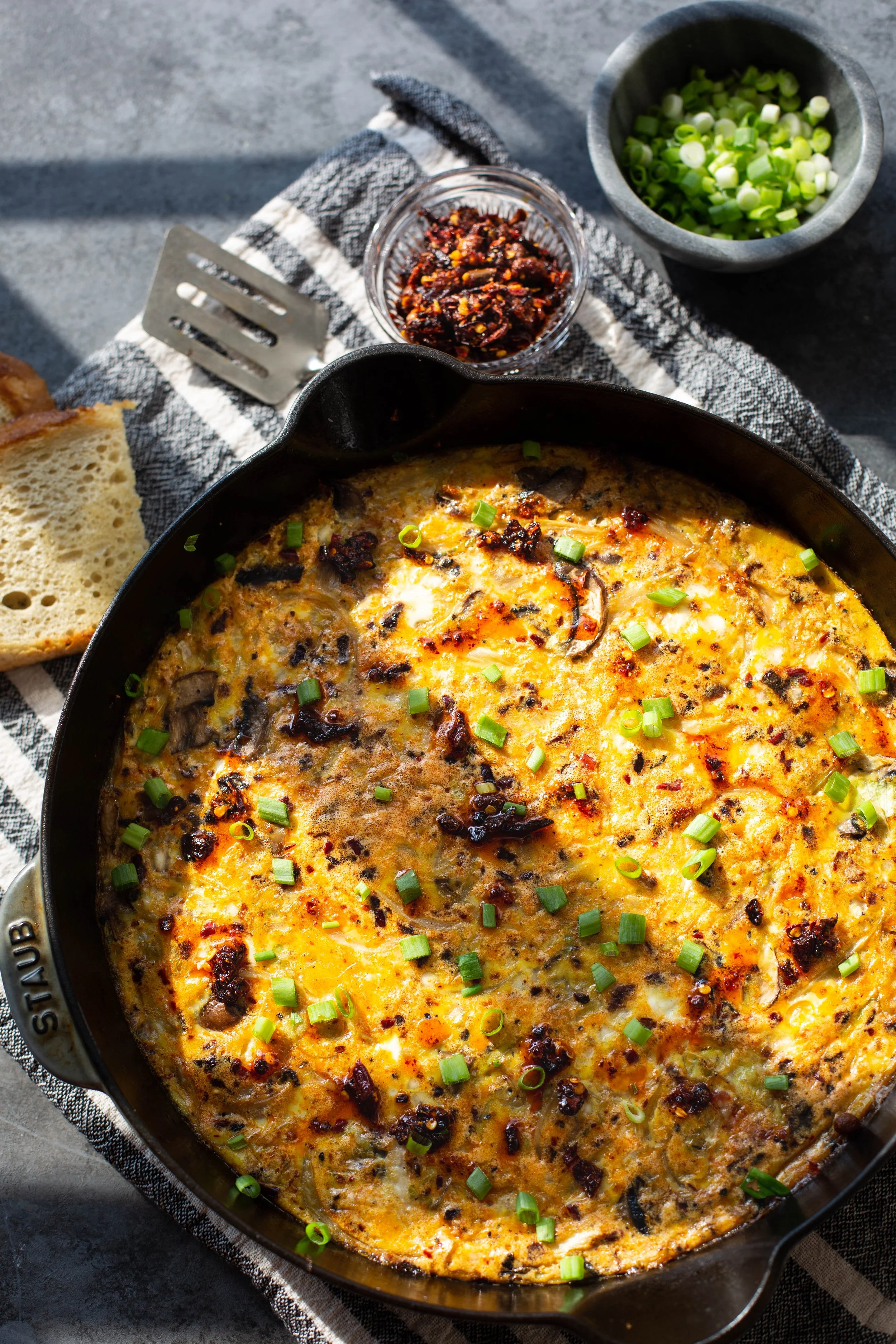 Cabbage and Mushroom Chili Crisp Frittata