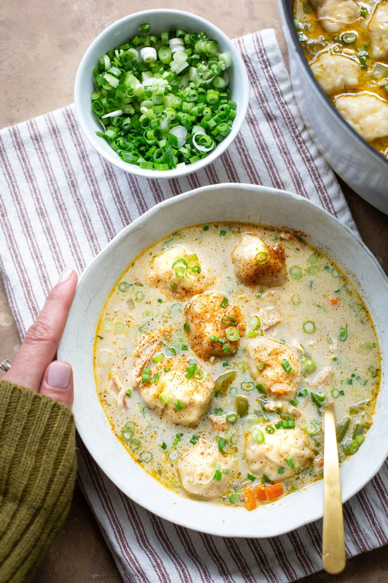 Easy and cozy Cajun chicken and dumplings.