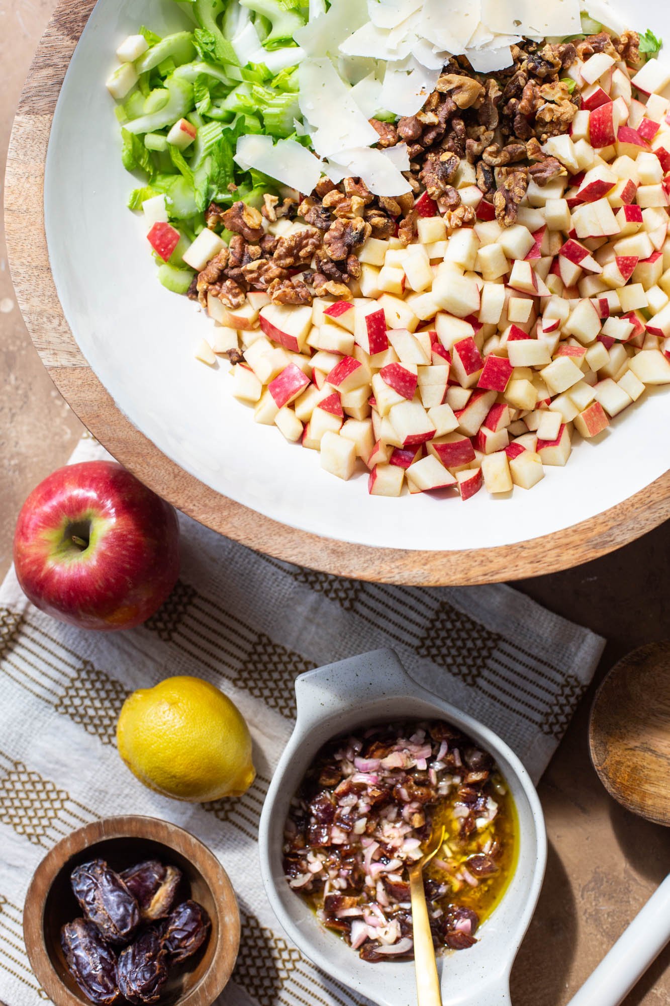 Ingredients to make a fall celery apple salad.