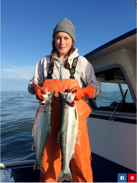 Women fishing in Alaska, image via Glamour Magazine.
