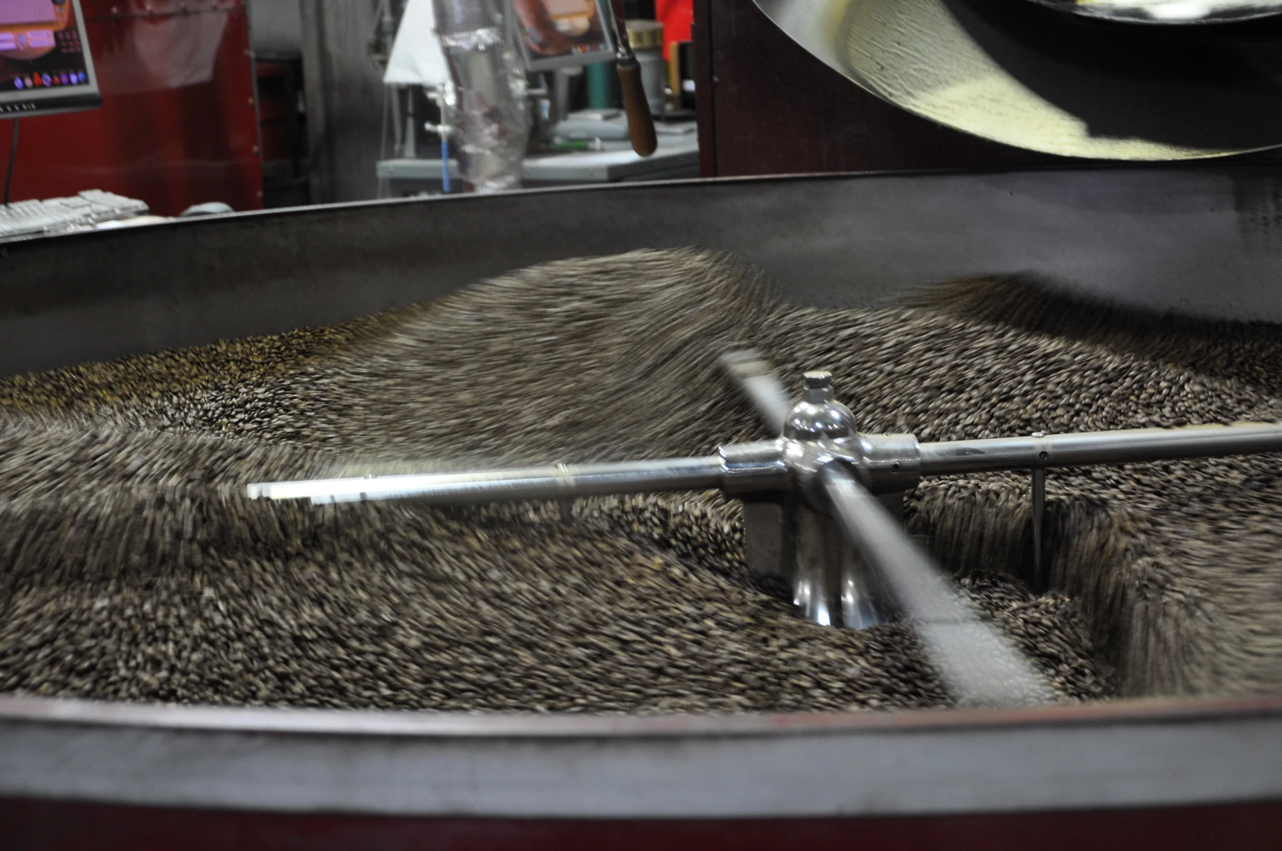 Coffee beans getting ready for your morning at Oakland, CA's own Mr. Espresso.