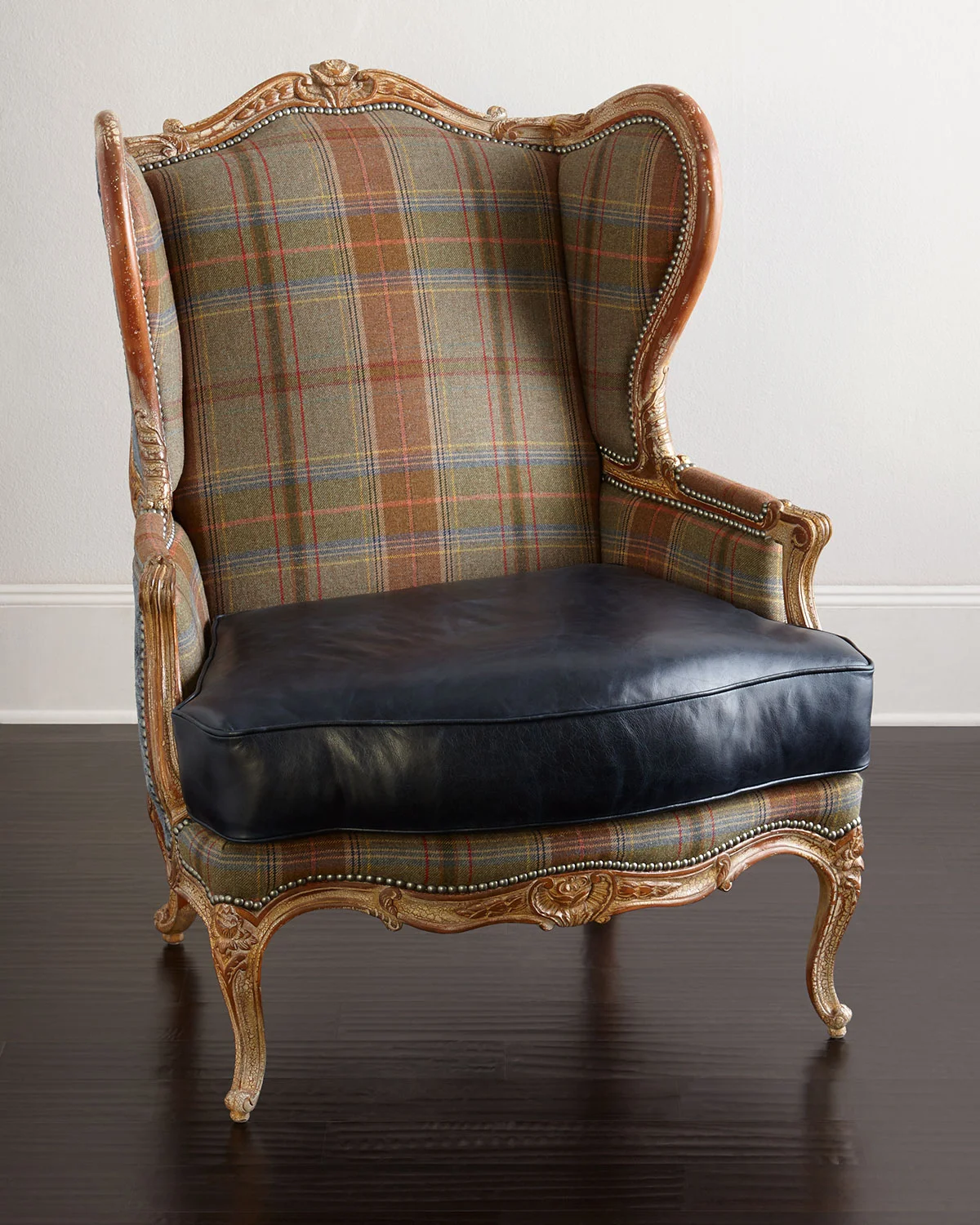 Sienna Blue Leather Chair from Horchow. Would be lovely in a study! 