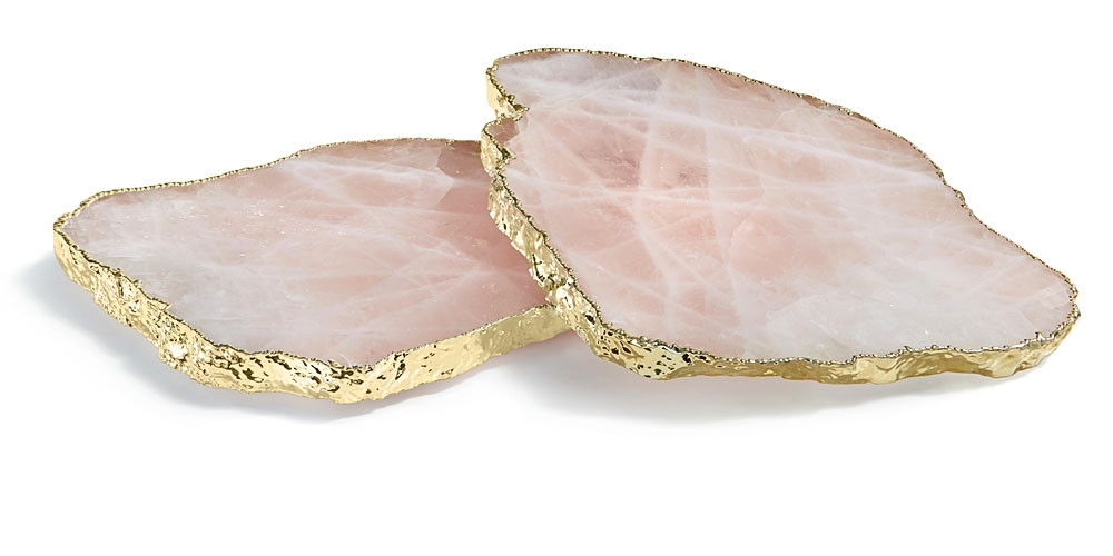 Kivita Coasters in Rose Quartz and Gold from Bliss Home & Design