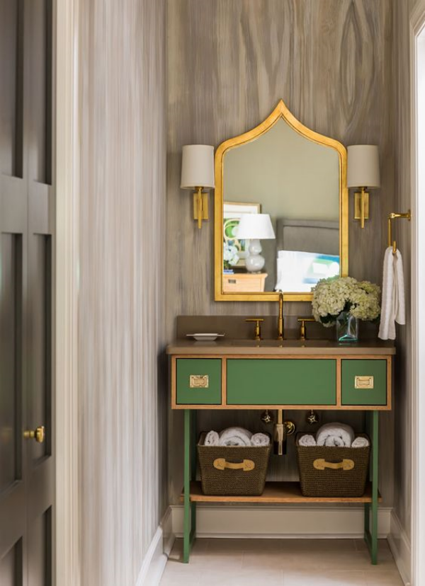 I love this furniture piece that Toby Fairley turned into a sink for one of her clients. Adore this! 