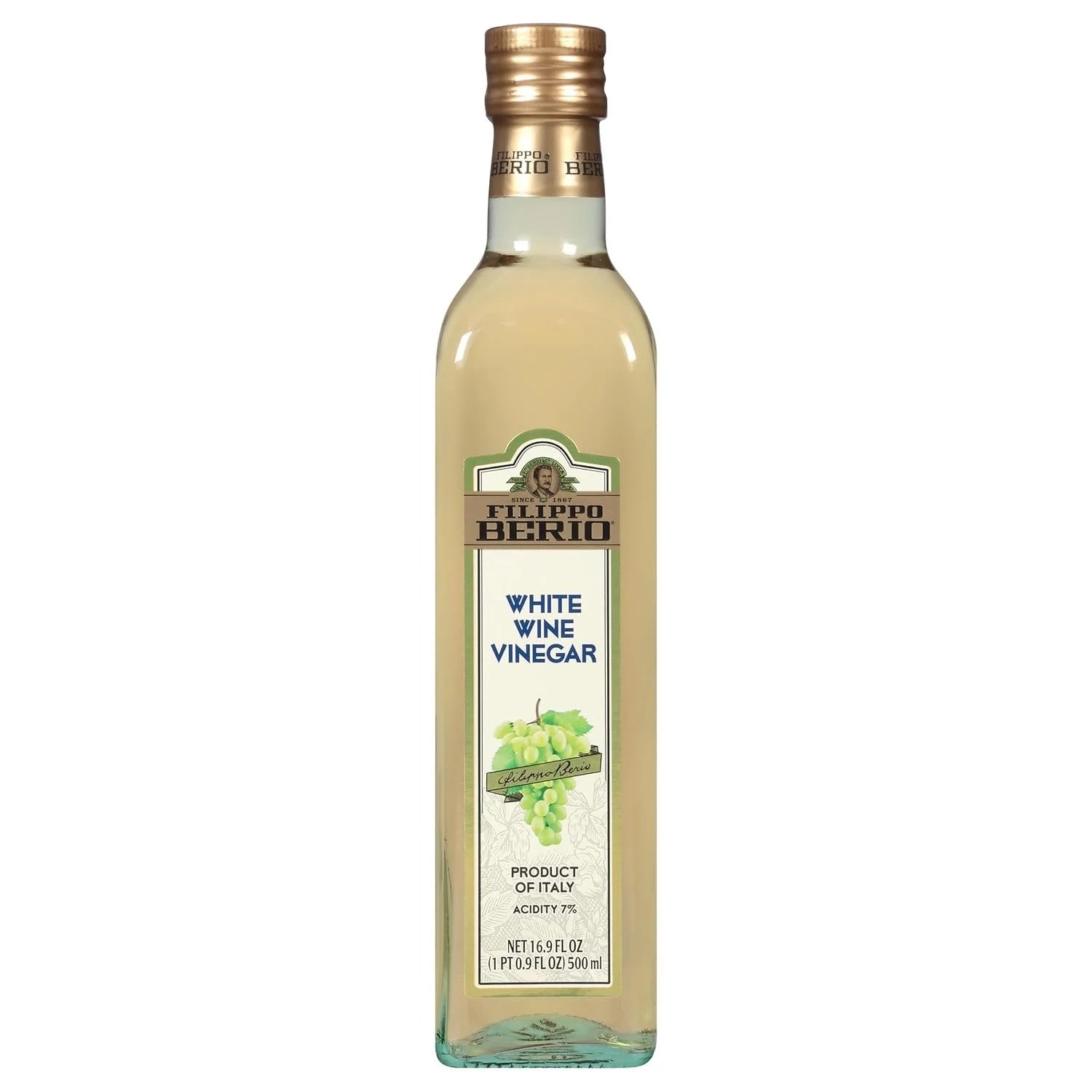 Filippo Berio Italian White Wine Vinegar, 16.9 Ounce Glass Bottle