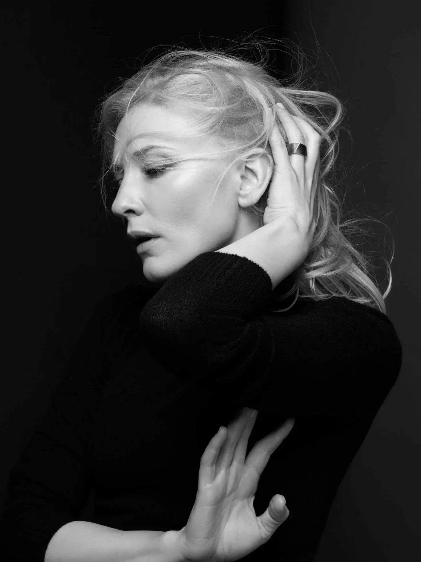 Black and white portrait of Cate Blanchett by Gary Heery