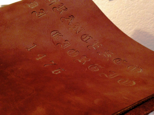 9 :After the tooling of the leather is done.