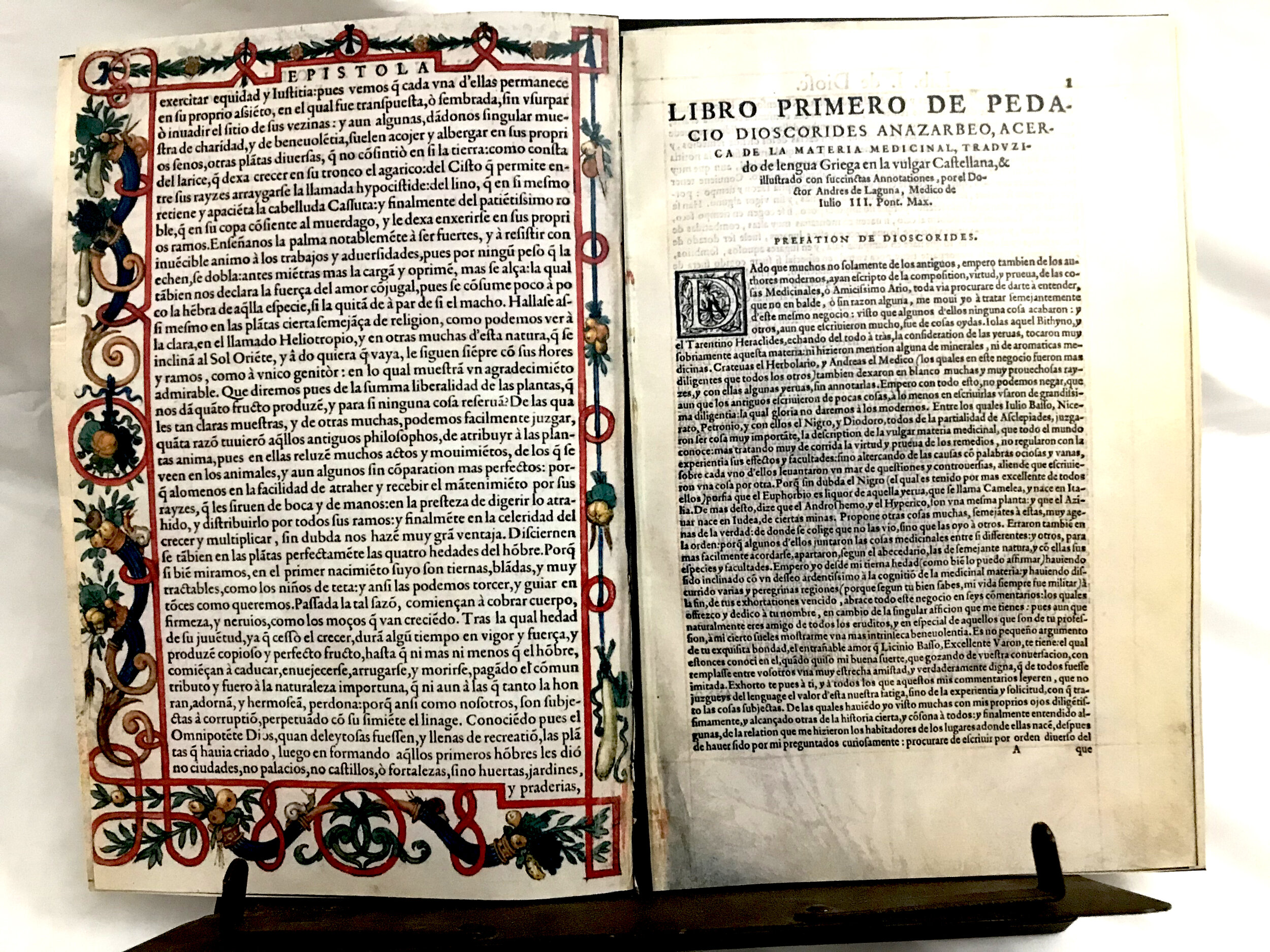 Facsimile “De Materia Medica” By Dioscorides 1555