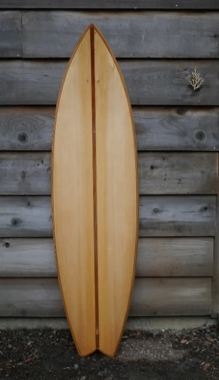 Full shortboard in Port Orford Cedar and Red Cedar, 6'1" x 20 1/4" x 2 3/8" – SOLD