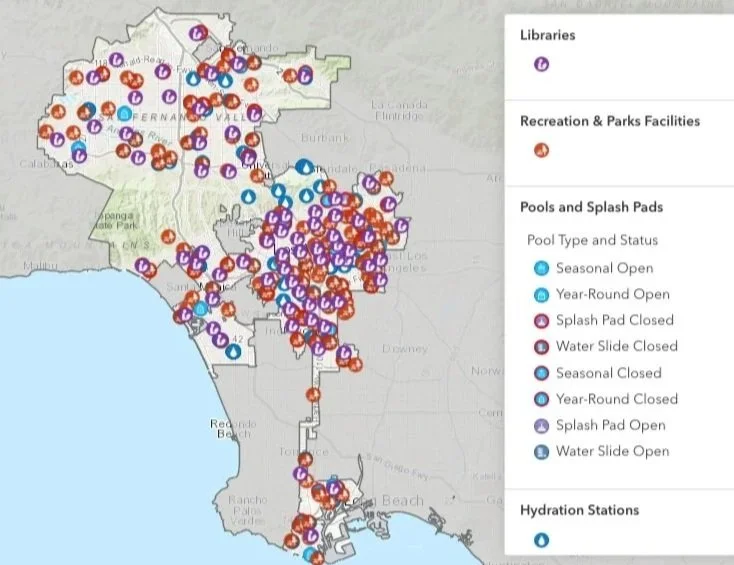 This map called Cool Spots LA has additional locations for Angelenos to cool off during emergencies.