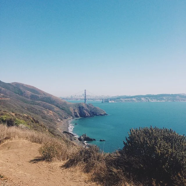 View of the Golden Gate Bridge and San Francisco from Marin Headlands