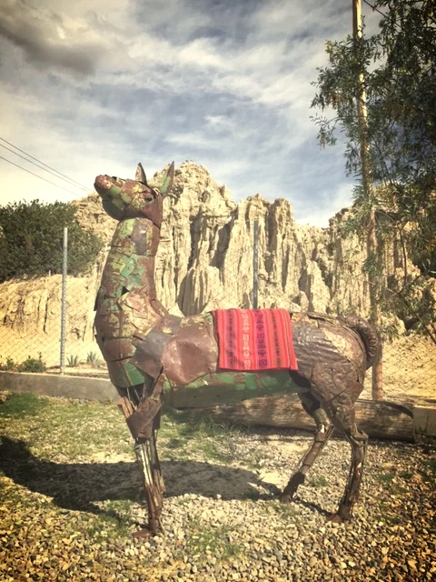 a llama statue and yes you will see lots of llamas outside the city