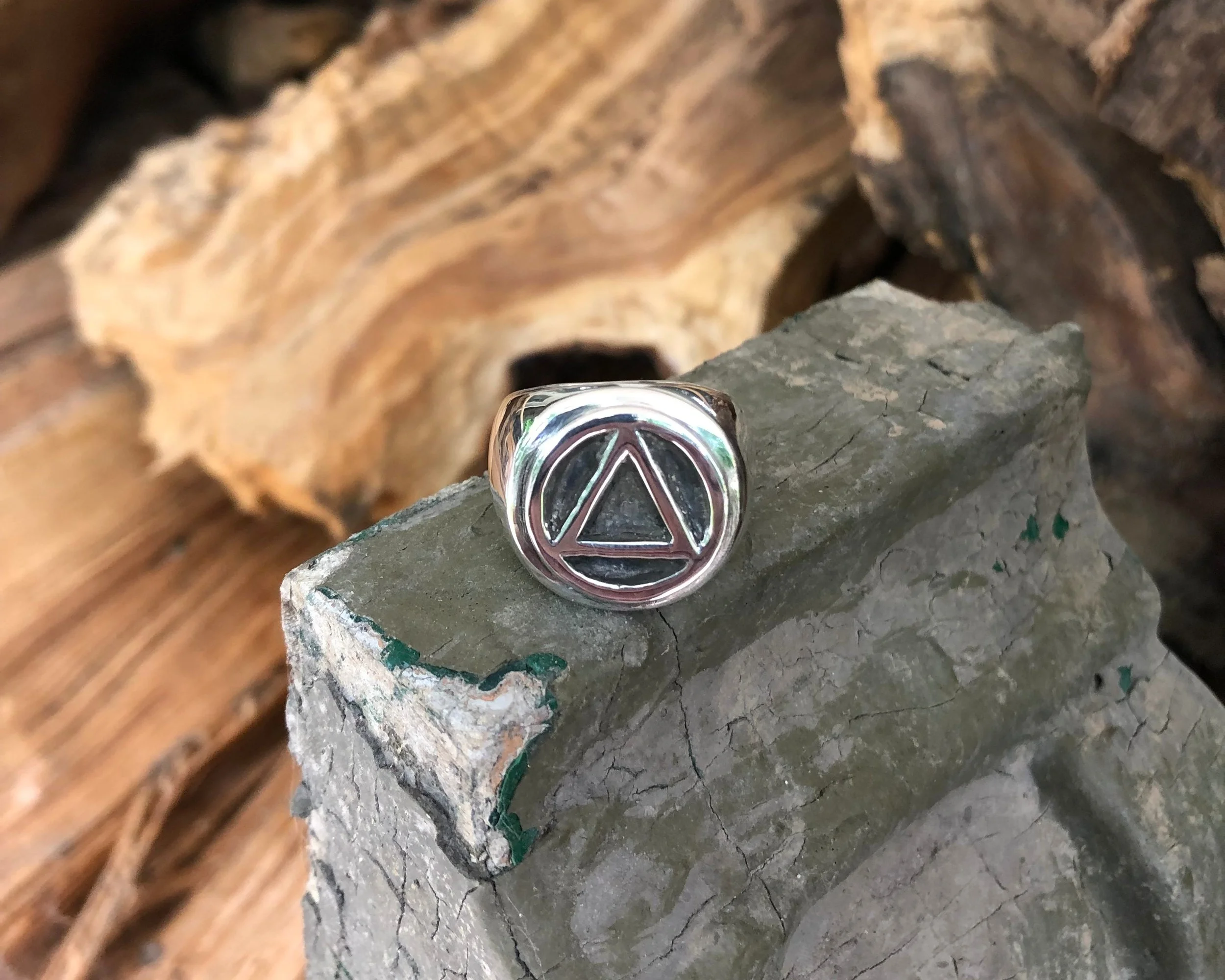 Polished Sterling Silver with Rustic Black