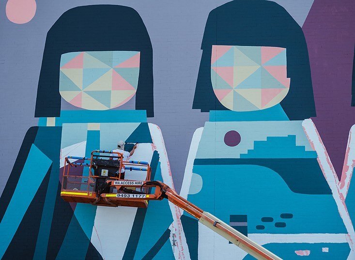 Work in progress by @kylehughesodgers for the Canning Bridge Precinct Mural Project presented by @melvillecityartsandevents / Photo credit: @offshootcontent / #melvillecreate