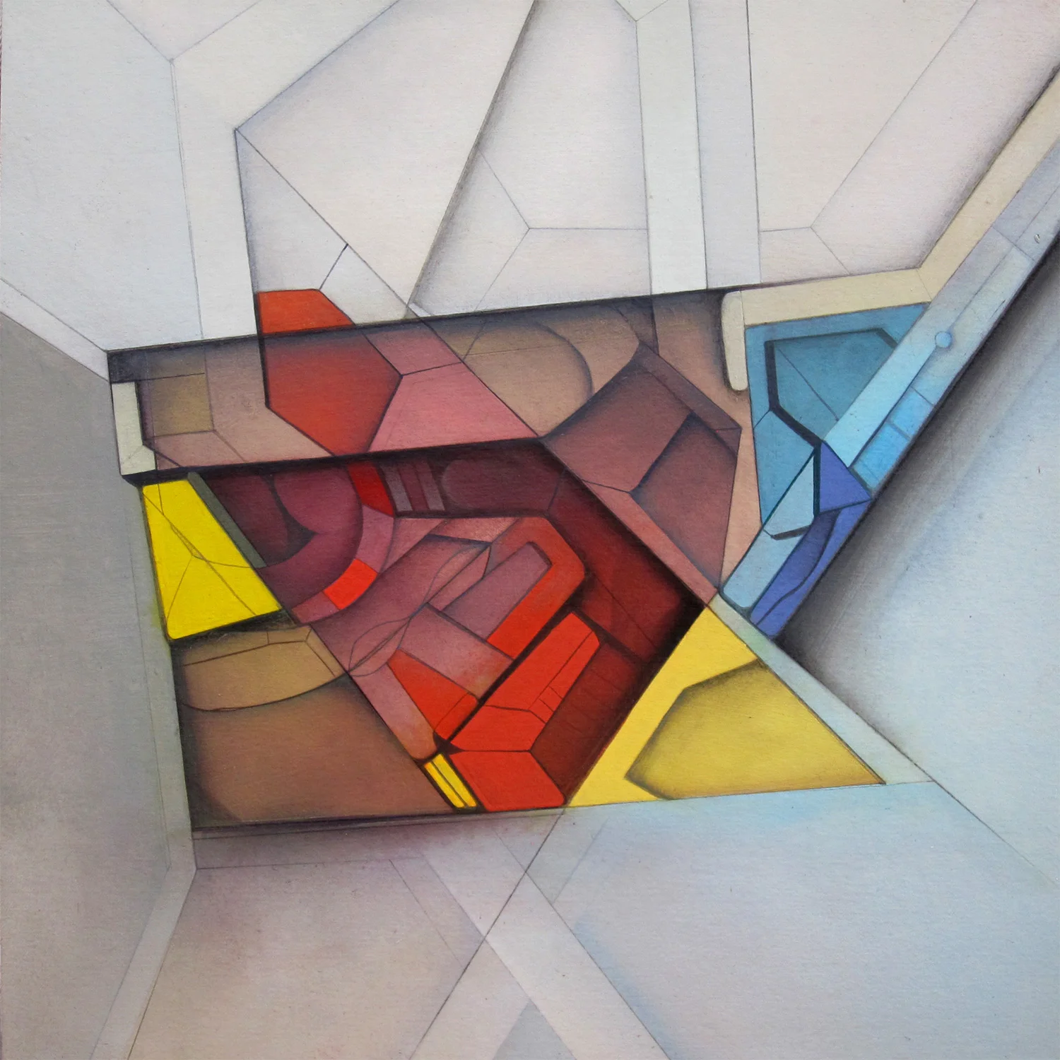 Past Continuious R - Acrylic on Panel 12" x 12" (2016)