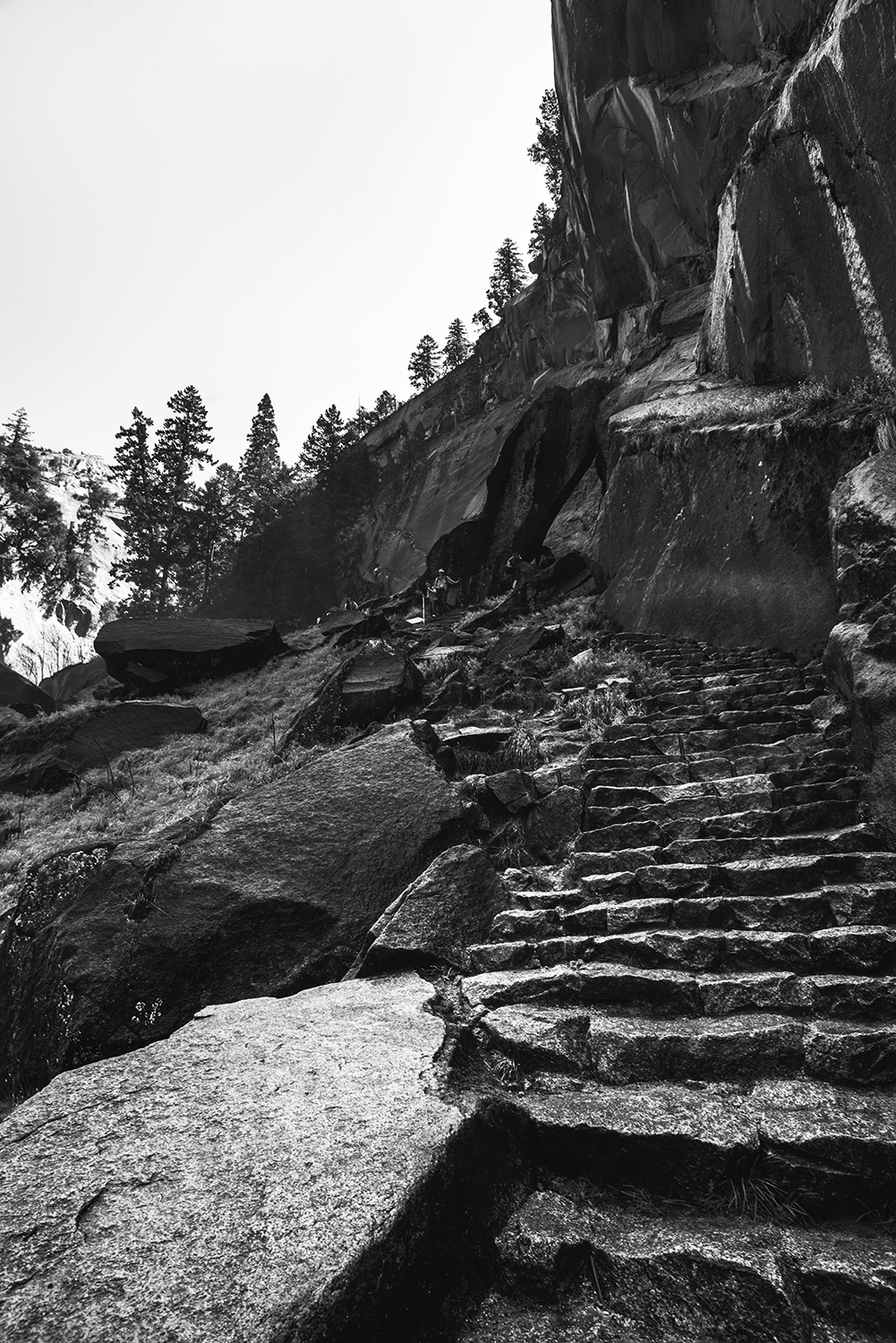 The steps up to Vernal Fall were steep and slippery! It reminded me of photos I've seen of Machu Picchu.