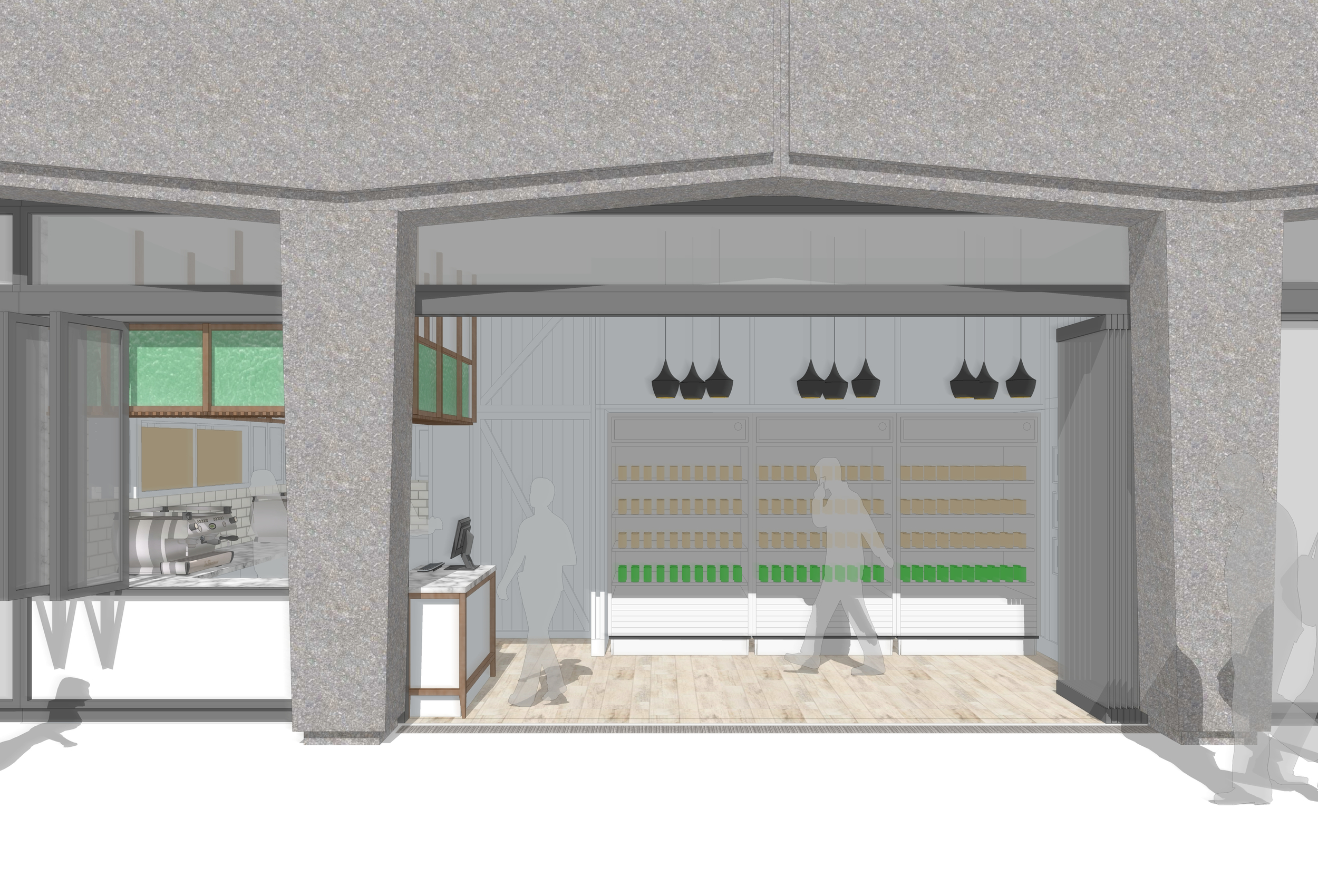 Located in Brisbane's CBD, the design for Husq Pty Ltd, is for a small hole in the wall coffee and ready made sandwich retail outlet. The interior design has been crafted mixing texture and soft colour palettes. Attractive open fridges lure time poo