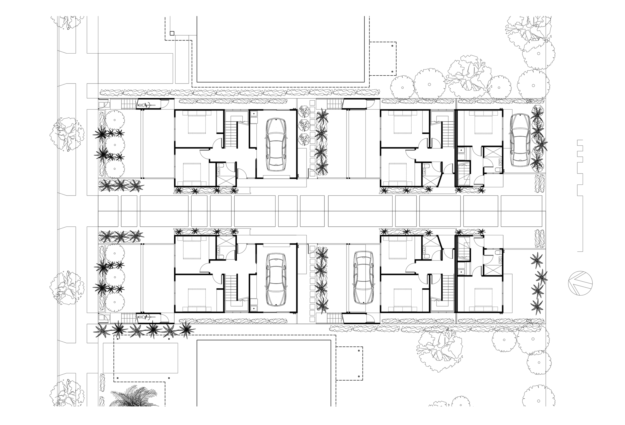 Inspired by traditional mews buildings, this project looks at developing a prototype for suburban lots that provide a variety of housing options for small scale developers. By creating a central access way between two small subur