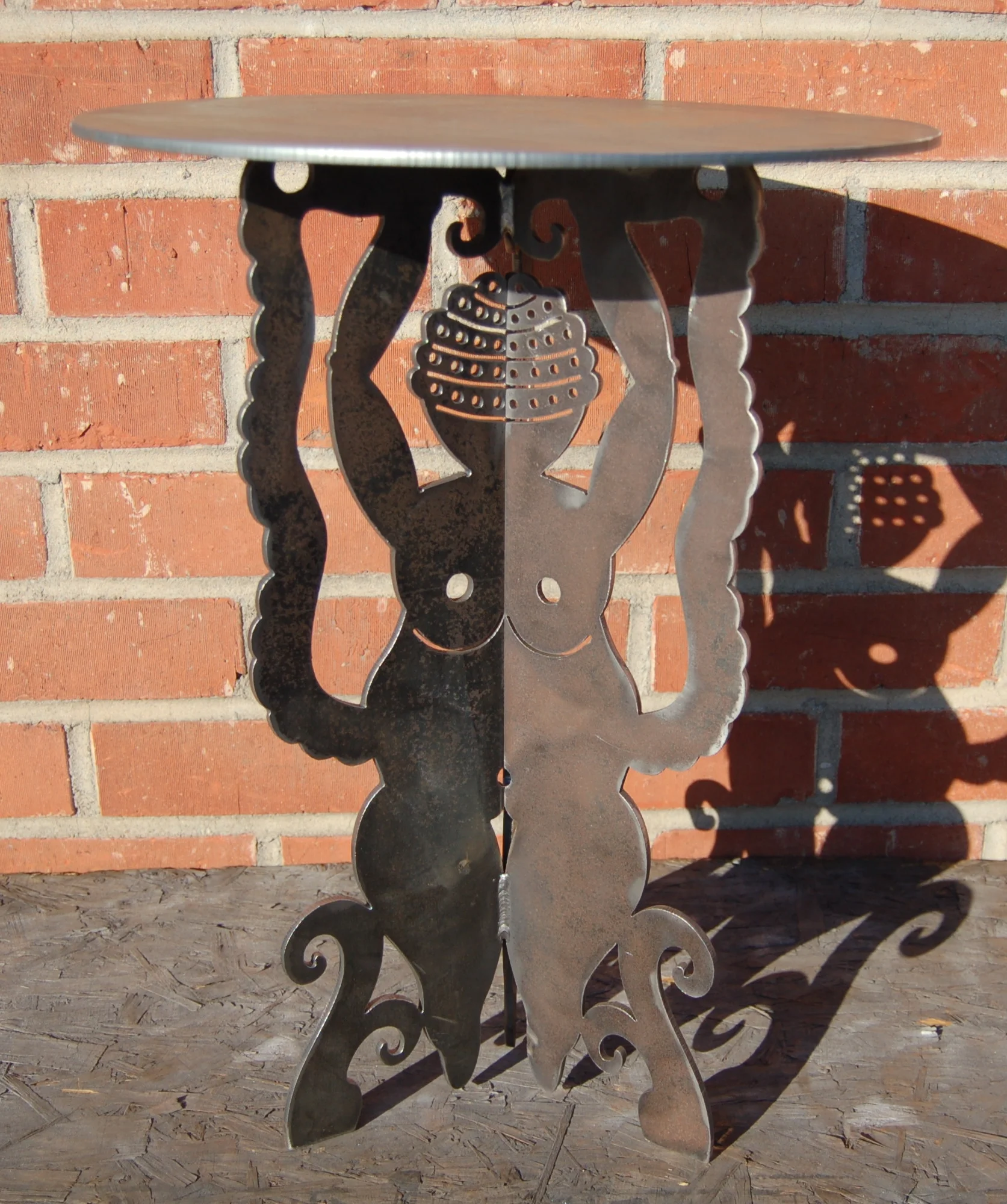  "Venus of Willendorf" All steel table, welded. Plasma cut from 1/4 inch plate steel. 