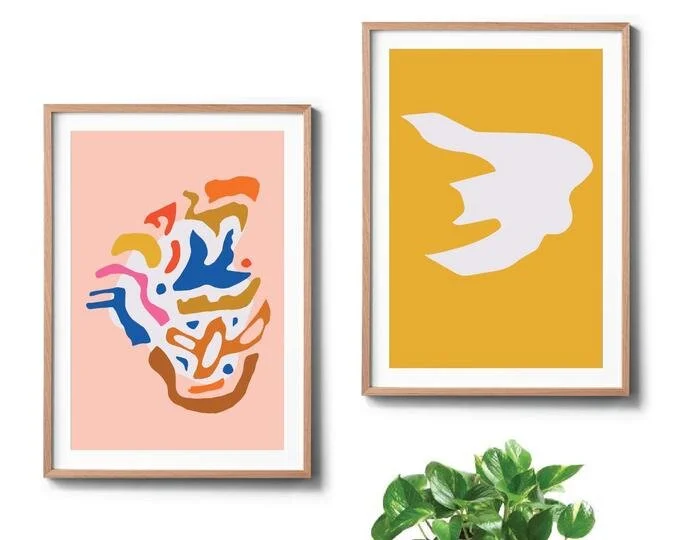 Set of 2 Hand Drawn Designs - Bright Duo