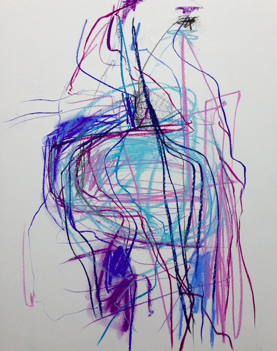 bendy in blues 19 x 24 paper
