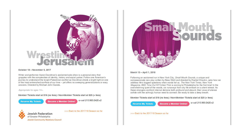 Web page elements - individual show spots