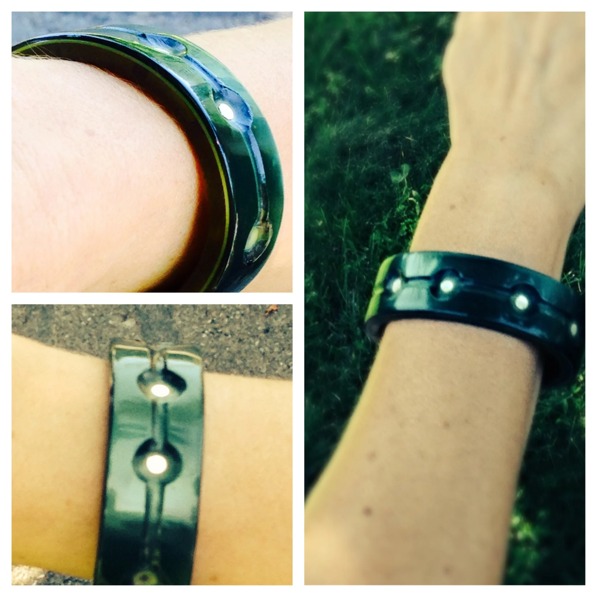 Multilayer Green Acetate and Sterling Silver