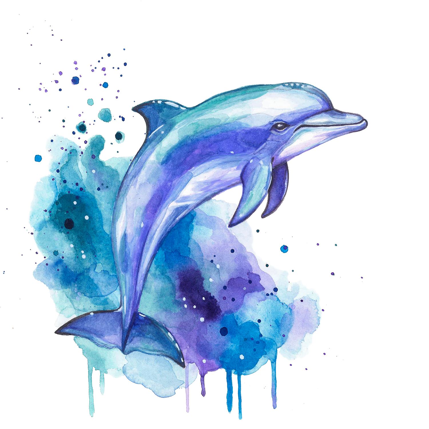 Dolphin Watercolour Painting