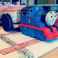 Thomas driving the cupcake train!