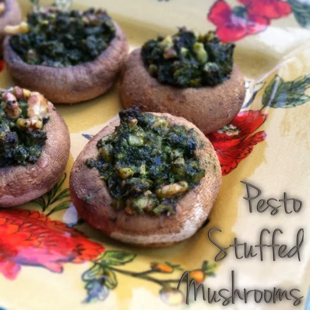 pesto stuffed mushrooms