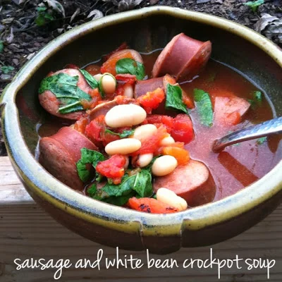 sausage and white bean crockpot soup