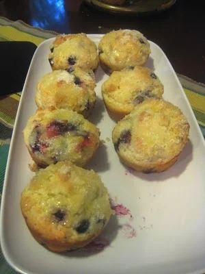 Blueberry Muffins with Lemon Glaze