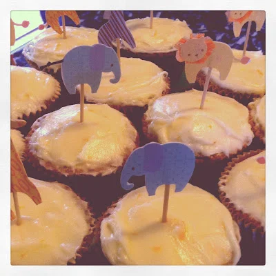 Vanilla Cupcakes with Orange Cream Cheese Frosting