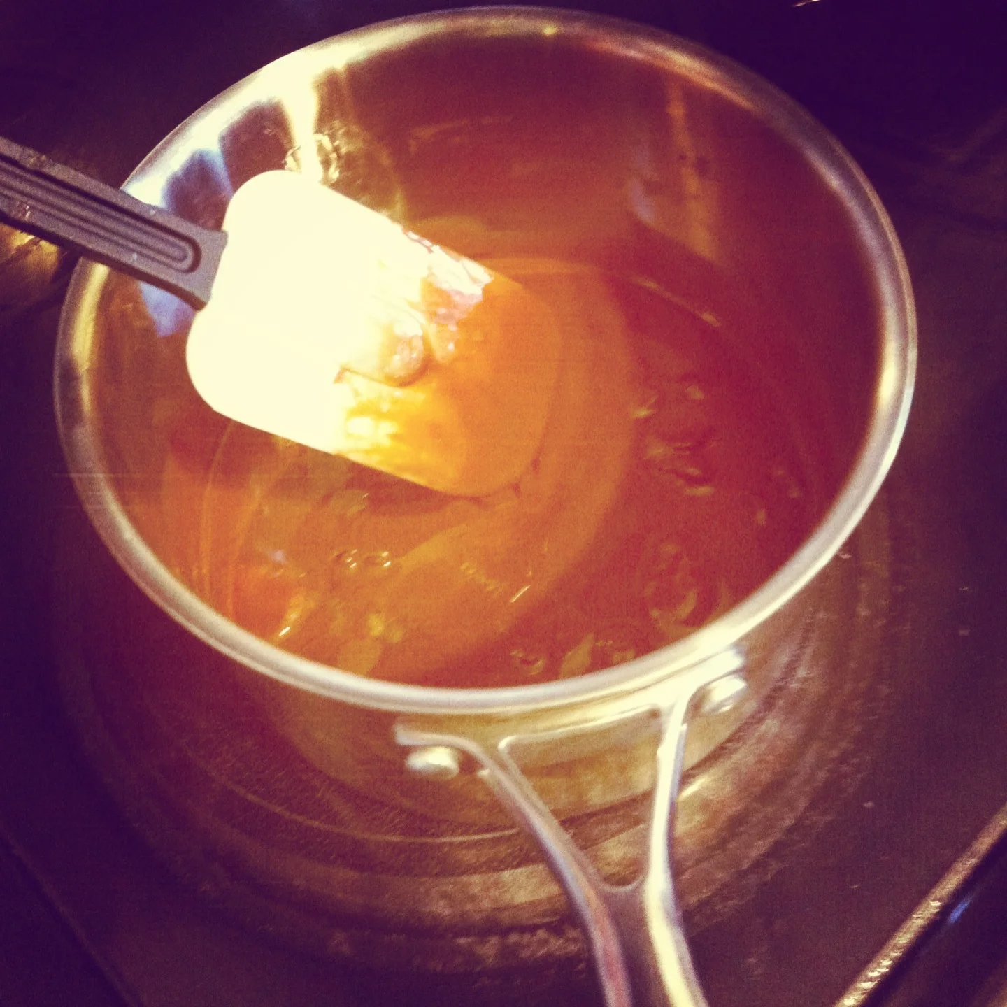 Melting the dark chocolate and coconut oil.