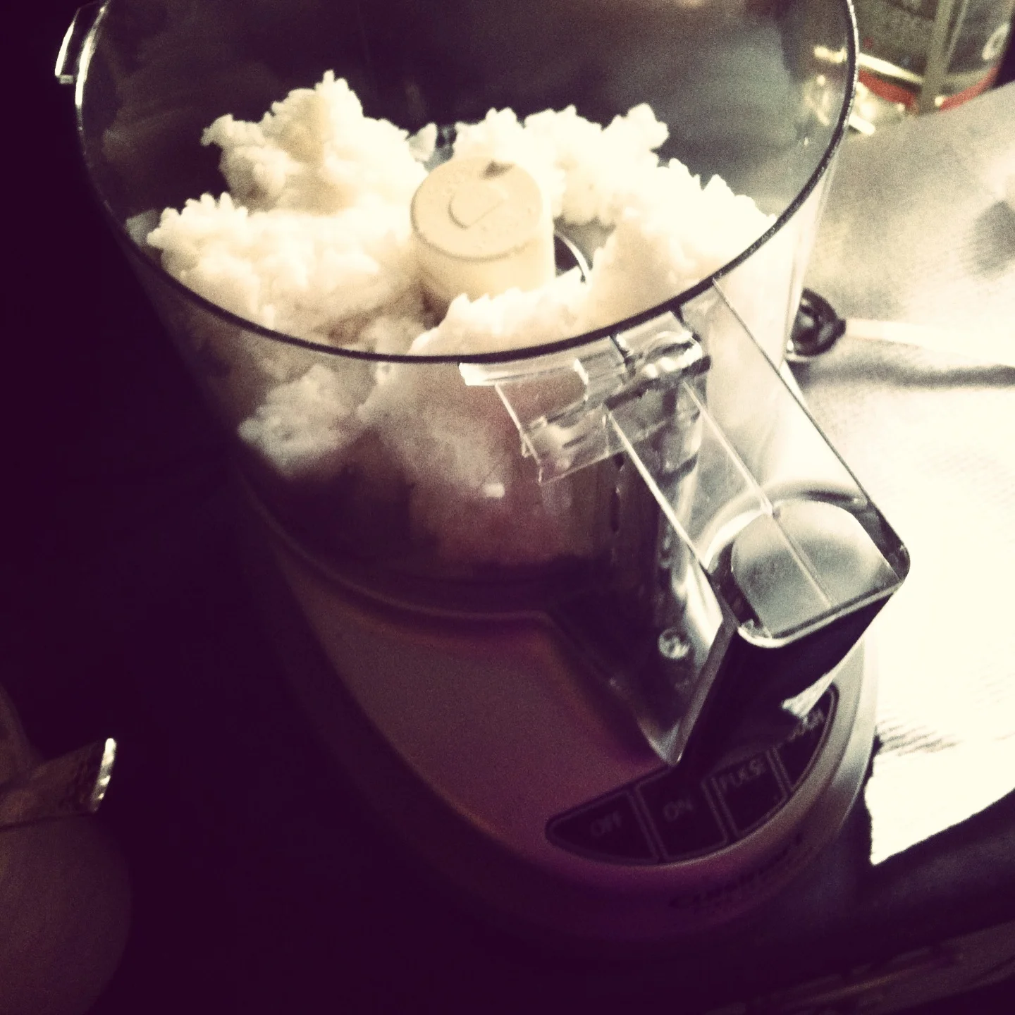 Processing the rice mixture.