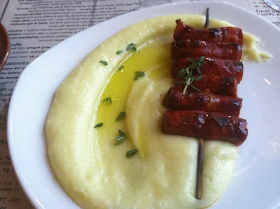 Grilled Chorizo with Olive Oil Potato Puree at Curate, Asheville