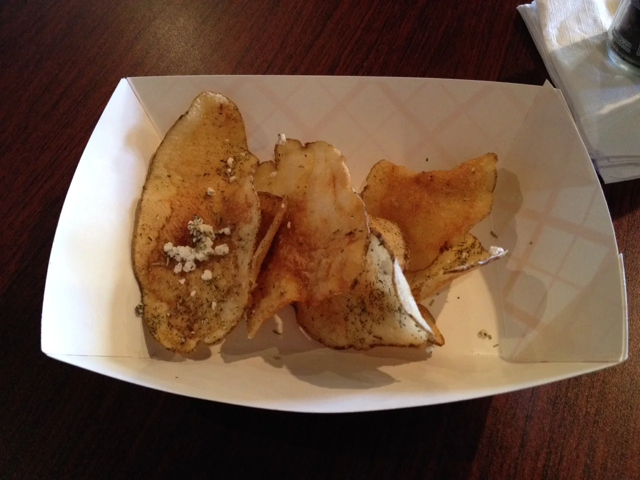 Hand Cut Chips with Truffle oil, Goat cheese and Rosemary