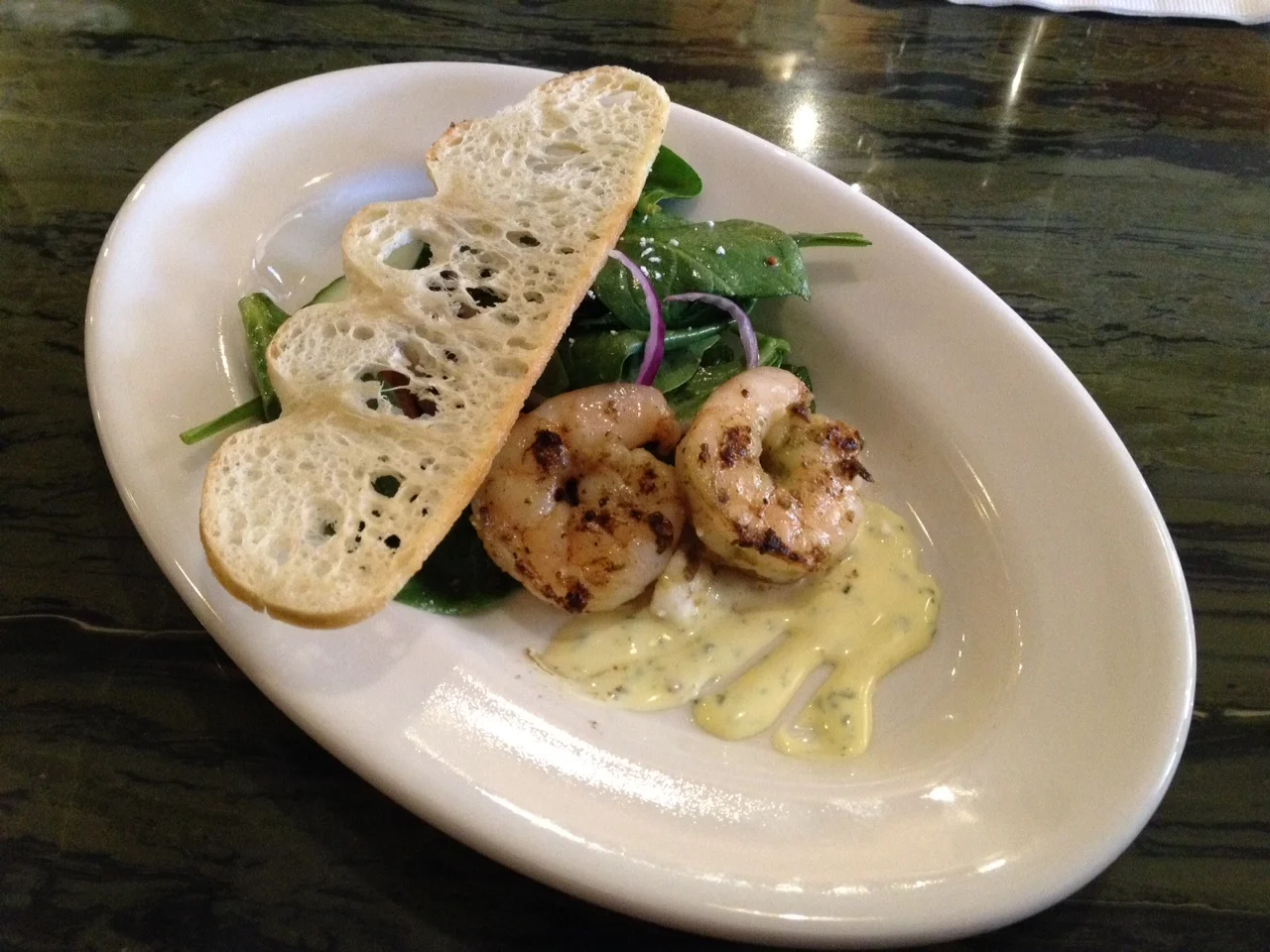 Spinach salad with Sauteed Shrimp