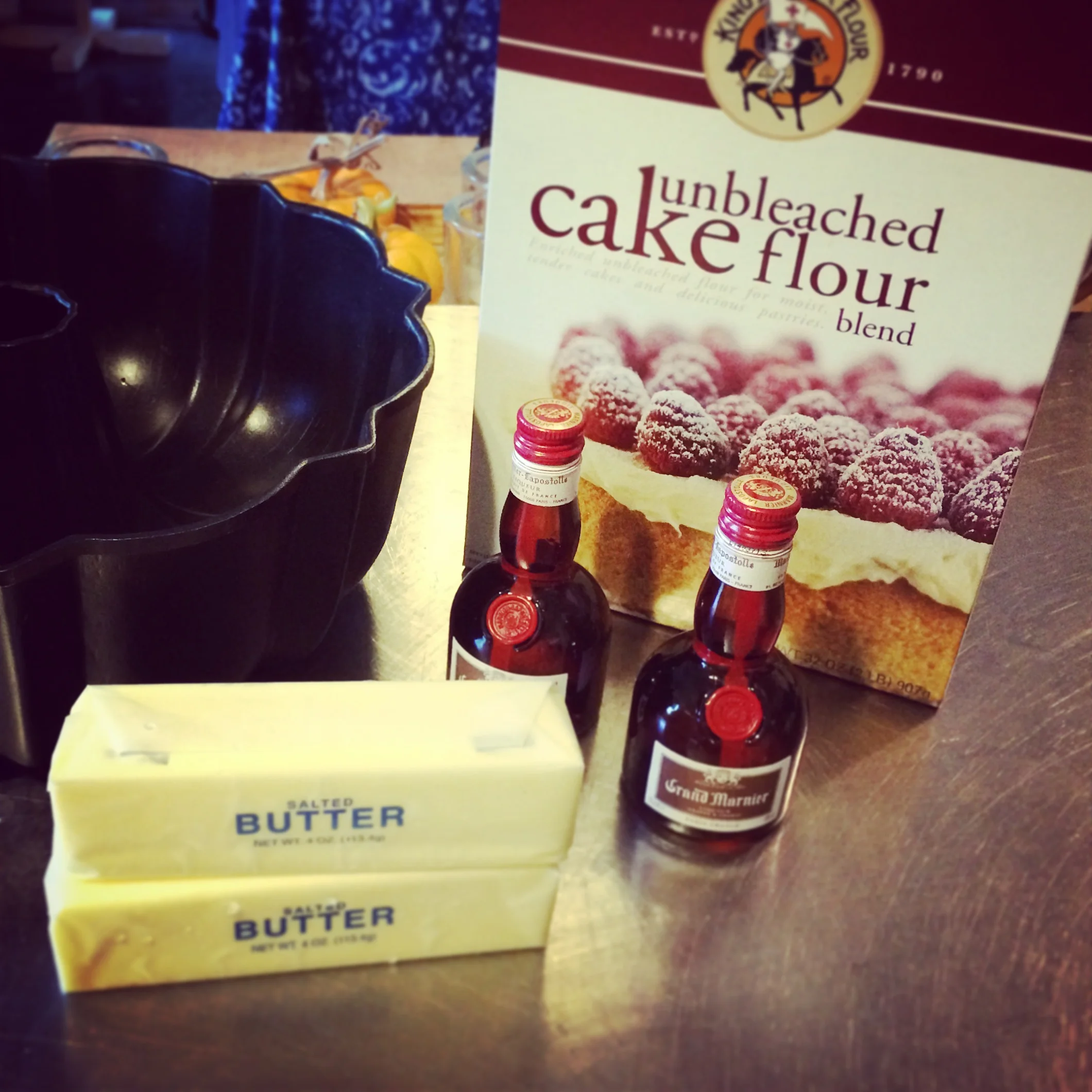 Grand Marnier Pound Cake ingredients.