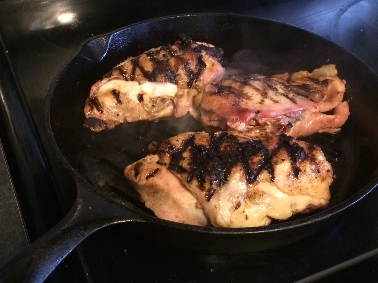 My trusty Lodge cast iron grill pan delivers perfect "grill marks" every time.